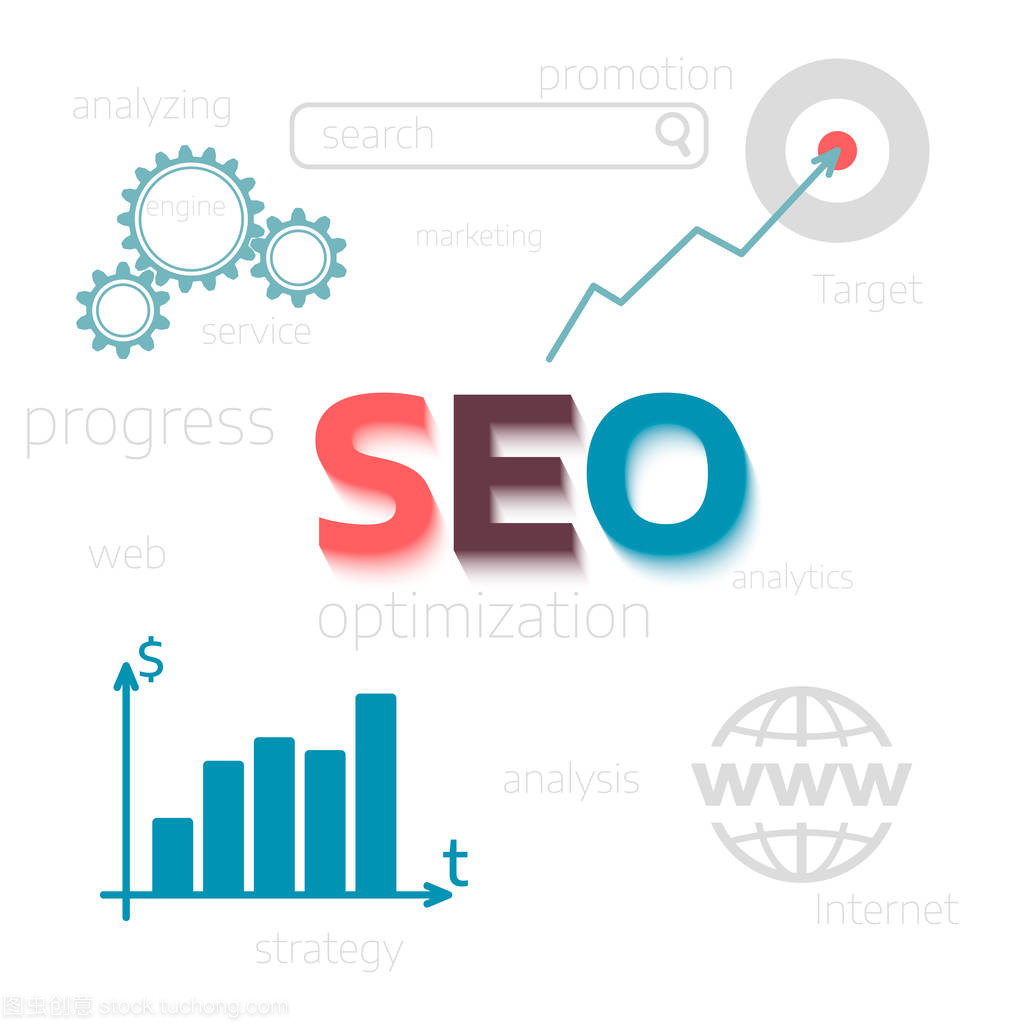 概念 Seo 优化。网站推广。平面矢量插图