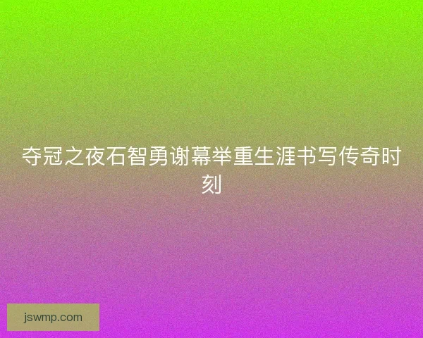夺冠之夜石智勇谢幕举重生涯书写传奇时刻